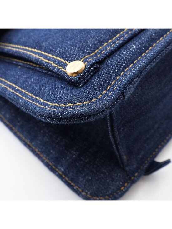 Chanel Backpack Quilted Chain Denim Blue main image 6